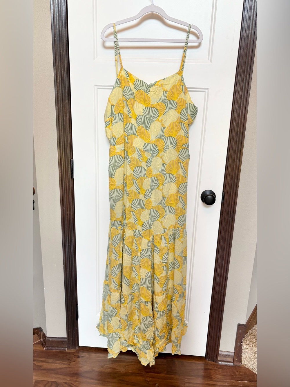 aerie Party Jumpsuit in Citron Yellow and Green Floral Print sz XL